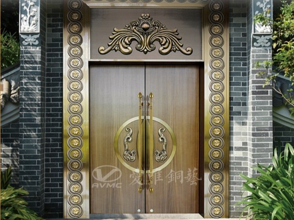 佛山銅門廠家愛唯銅藝——?jiǎng)e墅大門庭院銅門青古銅門